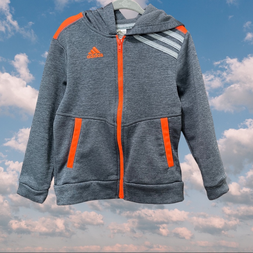 ADIDAS Kids hooded zip-up sweatshirt. Heather grey. SIZE 4T~ GUC